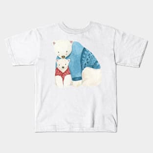 Papa Bear and Baby Bear Winter Holiday Kids T-Shirt